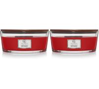 Woodwick Ellipse Vela perfumada con mecha crepitante | Crimson Berries | Hasta 50 horas de duración | Regalos para mujeres (Paquete de 2)