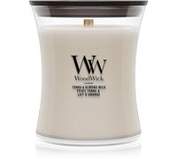 Woodwick Tonka & Almond Milk vela perfumada con mecha de madera 275 g