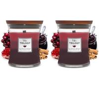 WoodWick Trilogy vela perfumada mediana en forma de reloj de arena con Pluswick Innovation | Sun-Ripened Berries | Ideal para regalo (Paquete de 2)