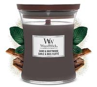 WoodWick Vela aromática mediana reloj de arena Sand & Driftwood, mecha de madera 275 g