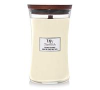 WoodWick Vela perfumada grande con forma de reloj de arena | Island Coconut | con mecha crepitante | Velas de larga duración: hasta 130 horas | Regalos para mujeres