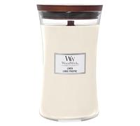 WoodWick Vela perfumada hourglass grande | Lino | con mecha crepitante | Tiempo de combustión: hasta 130 horas