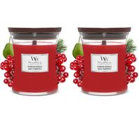 WoodWick Vela perfumada hourglass mediana | Bayas carmesí | Con mecha crepitante | Tiempo de combustión: hasta 60 horas (Paquete de 2)