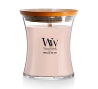 WoodWick vela perfumada mediana en forma de reloj de arena con Pluswick InnovationVainilla y sal marina