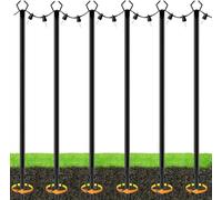 WOOLUCK® 6 piezas postes para luces de cadena 3M para exteriores, poste metálico con horquilla, para patio, pérgola, jardín, patio trasero