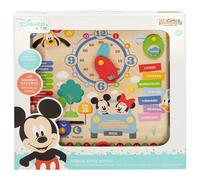 WOOMAX Disney - Calendario, de madera natural, Mickey, Minnie, Pluto, Donald, Daisy, reloj, días de la semana, del mes, el tiempo, estaciones del año, mayores de 5 años