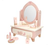 WOOMAX Tocador de madera con accesorios y espejo 28x19x35 cm