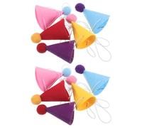 WOONEKY 10 Piezas Mini Sombreros para Perros Pequeños 10 Piezas, Gorros de Fiesta Cónicos con Pompones, Decoraciones para Cumpleaños y Fiestas de Mascotas, Accesorios Ligeros y Cómodos