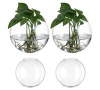 WOONEKY 4 Maceteros Colgantes para Plantas y Flores y Diseño Que Ahorra Espacio de Pared de Vidrio Redondos Superficie Lisa en Oficinas o Hoteles