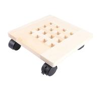 WOONEKY Bandeja para Macetas de Madera Gruesa con Ruedas Aplicables y Freno | Base Rodante Color Khaki, Refuerzo de Hierro Angular y Orificios de Drenaje, Fácil de Mover