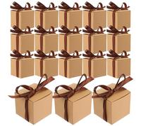 WOONEKY Juego De 50 Cajas de Papel Kraft para Dulces y Bombones con Cinta de de Unidades Cajitas Portátiles para Regalos y Fiestas como Bodas Cumpleaños y Eventos Especiales