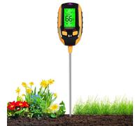 WOONEKY Medidor de Humedad del Suelo y Ph para Jardín y Césped | Sensor de Aguja, Prueba de Temperatura y Luz, Plástico y Aleación de Aluminio, con Etiquetas para Plantas Color Aleatorio
