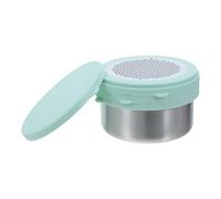 WOONEKY Rallador de Queso con Recipiente Redondo, Acero Inoxidable, 4 Cuchillas Intercambiables, Base Antideslizante, para Desayuno y Cocina, Uso Seguro Mano