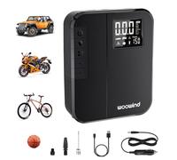 Woowind DP3 Inflador Ruedas Coche 150PSI/10,3Bar, Inflador Eléctrico, Compresor Aire Portátil, Bomba de Aire Eléctrica Recargable para Coche, Bicicleta, Motocicleta, Pelotas (Negro)