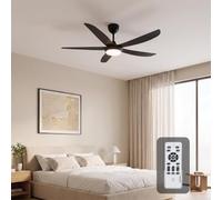 Woox Ventilador de Techo con Luz, 137cm Ventilador Moderno Color de la Madera, LED Regulable 3000K-6000K con Mando a Distancia, Reversible, 6 Velocidades, Silencioso para Dormitorio y Salón