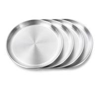 WOPPLXY Juego de 4 bandejas redondas acero inoxidable de 30 cm, bandeja pizza horno acero inoxidable para hornear y servir, fáciles de limpiar