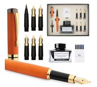 Wordsworth & Black Calligraphy Pen Gift Set, Incluye botella de tinta, 6 cartuchos de tinta, convertidor de recarga, 6 puntas de repuesto, bambú de lujo, bolígrafos de escritura [Madera de cerezo]