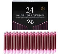 Wordsworth & Black Paquete De 24 Recambios De Tinta Para Pluma Estilográfica - 24 Cartuchos De Tinta Rosa - Tamaño Estándar Internacional - Longitud Aprox. 1,5" - Diámetro De La Base Aprox. 0,24"