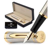Wordsworth & Black Set de Pluma Estilográfica de Lujo, Plumín Ancho, Plata