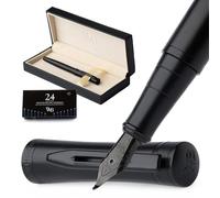 Wordsworth & Black Set de Pluma Estilográfica de Lujo, Plumín Curvo, Negro
