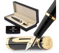 Wordsworth & Black Set de Pluma Estilográfica de Lujo, Plumín Medio, Negro