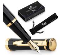 Wordsworth & Black Set de Pluma Estilográfica de Lujo, Plumín Medio, Plata