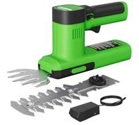 WORFCI 12V Tijeras Cortacésped y Arreglasetos a batería 2000 mAh, 2 en 1 Tijeras de jardín, Longitud de la Cuchilla 12cm y Ancho de la Cuchilla 9,5 cm Verde