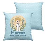 Worfull Regalos Cojín comunión niña/niño. Regalos comunión Personalizados con Nombre y Texto. Cojín Personalizado. Varios diseños. Opción de Pack. (Niño Rubio)