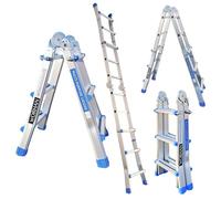 WORHAN Escalera 302cm Aluminio Telescopica 3.02m Multifuncion Multiuso Aluminio Plegable Tijera L3
