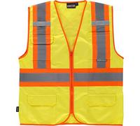 Work Team Chaleco Alta Visibilidad, Multibolsillos, Cintas Reflectantes bicolores Verticales y horizontales. Hombre Amarillo L