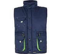 Work Team Chaleco Linea 6 Acolchado Multibolsillos con Detalles Combinados. Hombre Marino+Verde Flúor XXL