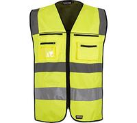 Work Team Chaleco Multibolsillos Alta Visibilidad. Cintas Reflectantes Diferentes tamaños. EN ISO 20471:2013 Hombre Amarillo A.V.+Negro M