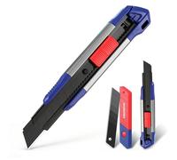 WORKPRO 2 Piezas Cúteres Profesionales, Cutter de Cuchillas Separables Estándar con Guía de Acero Inoxidable, Cuchillo Gráfico SK5 de 18 mm, 10 Cuchillas de Recambio, Carcasa de Aluminio