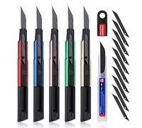 WORKPRO 5 Piezas 9mm Cúter de Cuchillas, Cuchillo Utilitario con Cambio Rápido, Cortador Profesional de Acero Inoxidable, Multicolor, con Clip, incl. 10 Cuchillas SK5 de Repuesto