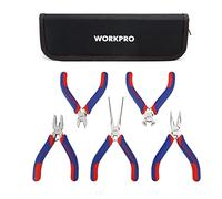 WORKPRO 5 Piezas Mini alicates de precisión, acero al carbono, Asa bimaterial, bolsa de almacenamiento