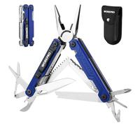 WORKPRO Alicate Multiherramienta 18 en 1, Azul | Herramienta Multifunción Plegable de Acero Inoxidable con Sierra, Lima, Destornillador y Bolsa para Camping