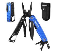 WORKPRO Alicates Multiusos, Alicate Multifunción 11 en 1, Herramienta Multifuncional Plegable de Acero Inoxidable con Alicates Sierras Destornillador para Camping Senderismo (Azul)