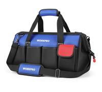 WORKPRO Bolsa de Herramientas 45 * 26 * 20cm, con Boca Ancha, bolsa portaherramientas con Base de Goma de Resistencia, Carga Máxima: 18kg