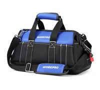 WORKPRO Bolsa de Herramientas 40 * 22 * 26cm, con Boca Ancha, Bolsa Portaherramientas, con Base de Plástico Rígida, Carga Máxima 15kg
