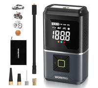 WORKPRO Bomba Hinchable, Inflador de Neumáticos Inalámbrico de 7,2V, Compresor de Aire Portátil, 4 Modos de Inflado, 150PSI/10,3BAR, Pantalla Digital Inteligente LED
