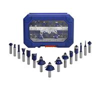 WORKPRO Brocas Fresadora 15 Piezas, Vástago 8mm con Caja Portátil