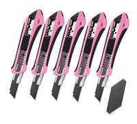 WORKPRO Cúter Profesional 5-piezas, Cutter de Cuchillas Separables Estándar con Riel de Acero Inoxidable, Cuchillas SK5 de 18 mm, con 20 Hojas de Recambio, Ideal para Cortar