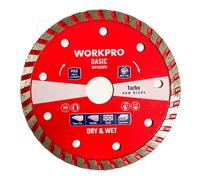 Workpro Disco Diamantado Turbo Basic Ø180mm x 22,2mm para Corte Básico en Seco/Húmedo - Cerámica, Piedra, Hormigón, Ladrillo - Hoja Sierra con Dientes Prensados en Frío