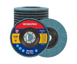 WORKPRO Discos de Láminas 10 Piezas, Abrasivos Ø125mm para Metal | Juego de Discos Abrasivos con Granos Variados para Pulido y Acabado en Acero Inoxidable, Metal y Madera