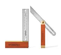WORKPRO Escuadra para Carpintero 2 Piezas, Escuadra de Cerrajero 200 mm y Falsa Escuadra Regulable 200 mm, Mango de Madera, Escuadra de Carpintería