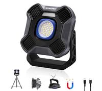 WORKPRO Foco LED Recargable 2000LM con Imanes | Luz de Trabajo Portátil con 5 Modos, Base Giratoria 180° y Batería 4000mAh para Camping y Emergencias