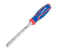 Workpro Formón para Madera 12 mm, Hoja de Acero Cromo-Vanadio Forjada, Mango Ergonómico, Tope de Acero para Golpes con Martillo