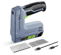 WORKPRO Grapadora Inalámbrica 3,6V, 2 En 1 con 2000 Grapas | Grapadora Multifunción Compatible con Clavos y Grapas Tipo 53/8 para Bricolaje, Muebles y Carpintería