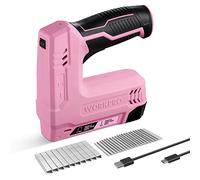WORKPRO Grapadora Inalámbrica Rosa 3,6V, 2 En 1 con Grapas | Grapadora Recargable Multifunción Compatible con Clavos y Grapas para Proyectos DIY, Decoración y Carpintería