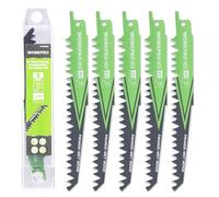 WORKPRO Hojas de Sierra Sable 5 Piezas, Cuchillas para Madera 152 mm, Accesorios de Corte para Poda y Jardín, Compatibles con la Mayoría de Sierras de Sable, con Caja de Plástico